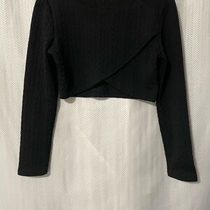 Elegant Black Long Sleeve Crop Top